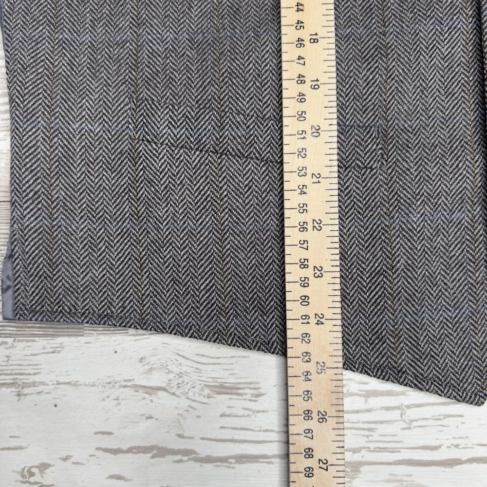 Tre Vero Suit Vest‎ Mens XL Gray Herringbone Wool Tweed Belted Formal Business